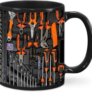 3D Tool-Pattern Ceramic Coffee Mug